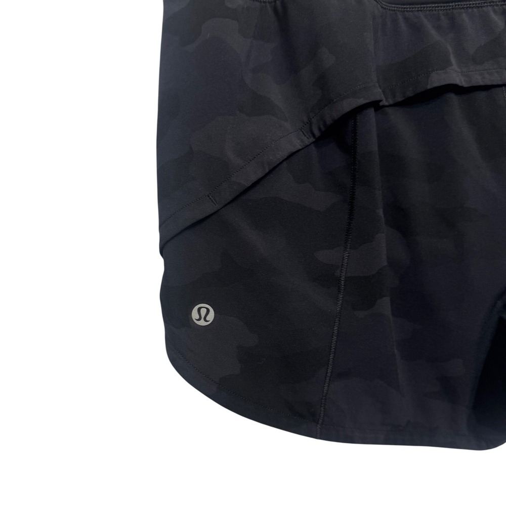 Lululemon Speed Up Short Long 4 Womens 10 Camo Coal Excellent Running Mid Rise - Picture 7 of 11